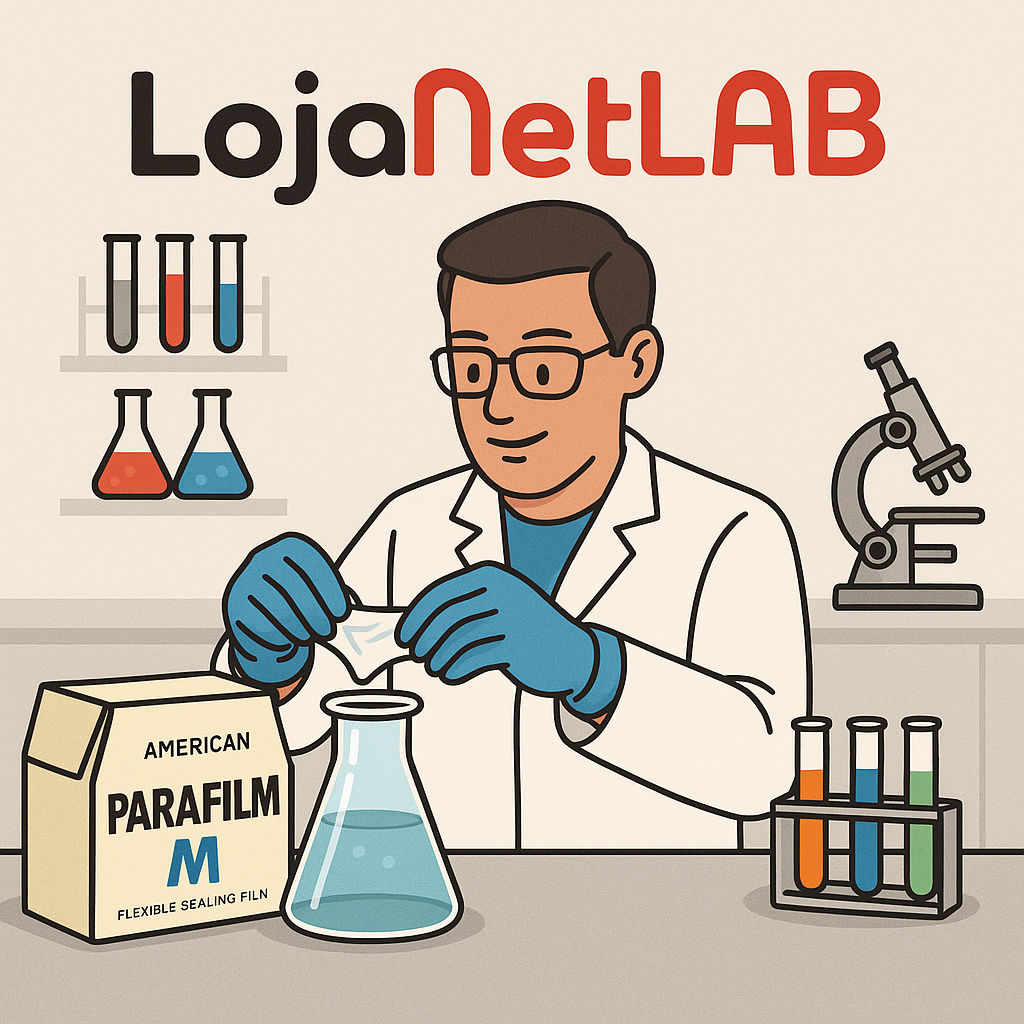 Parafilm M aplicado em frasco laboratorial